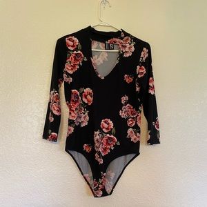 Black Floral Bodysuit